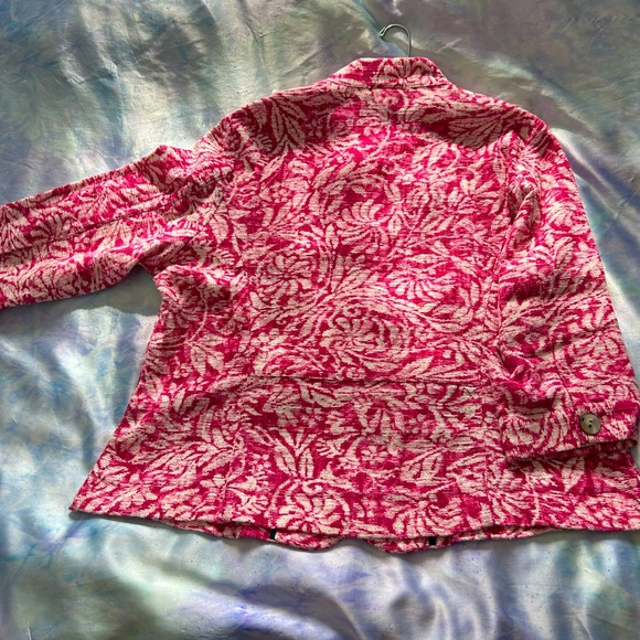 NEW Coldwater Creek 18w cotton/rayon linen look Jacket in rose pattern. - Picture 2 of 6